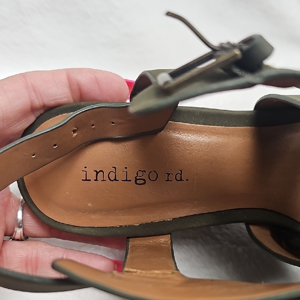 Indigo Olive Wedge Sandals with Braided Straps - Picture 3 of 5